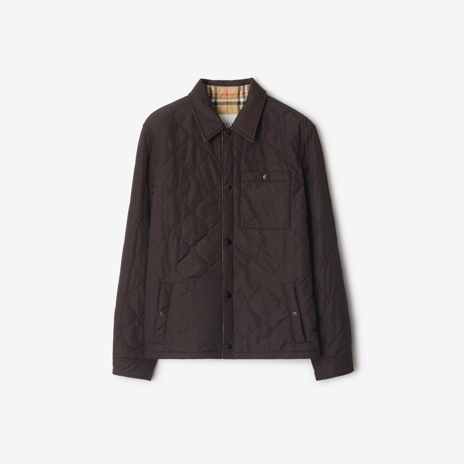 Reversible Quilted Nylon Overshirt in Clove brown - Men | Burberry