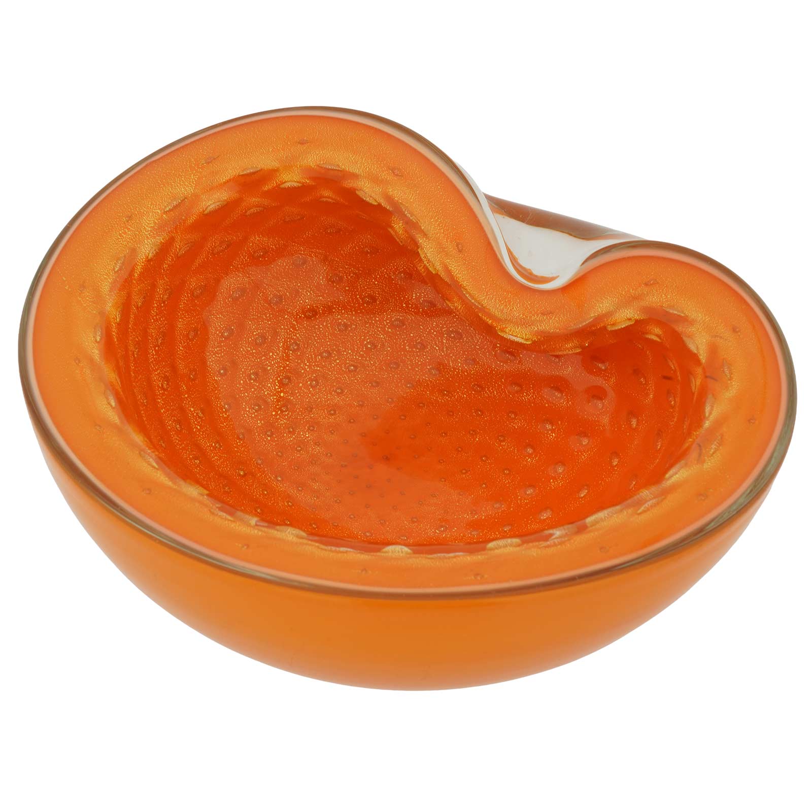 Vintage Murano Bullicante Leaf Bowl - Orange | Unique Glass Vases