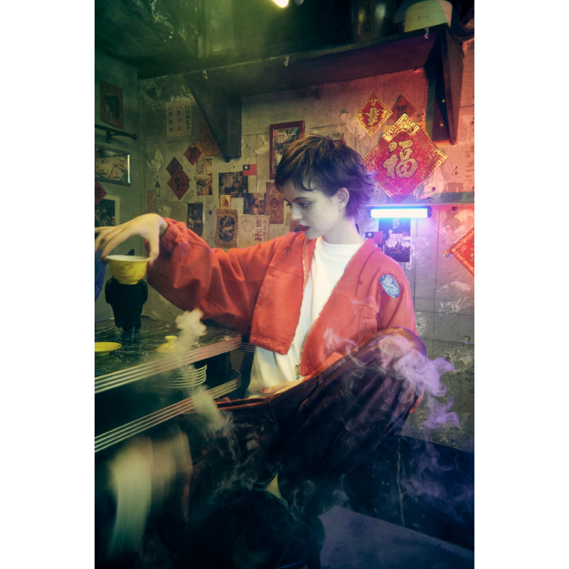 Short 陰陽 Vintage Zipup Hoodie (Red) - ZUTOMAYO MART