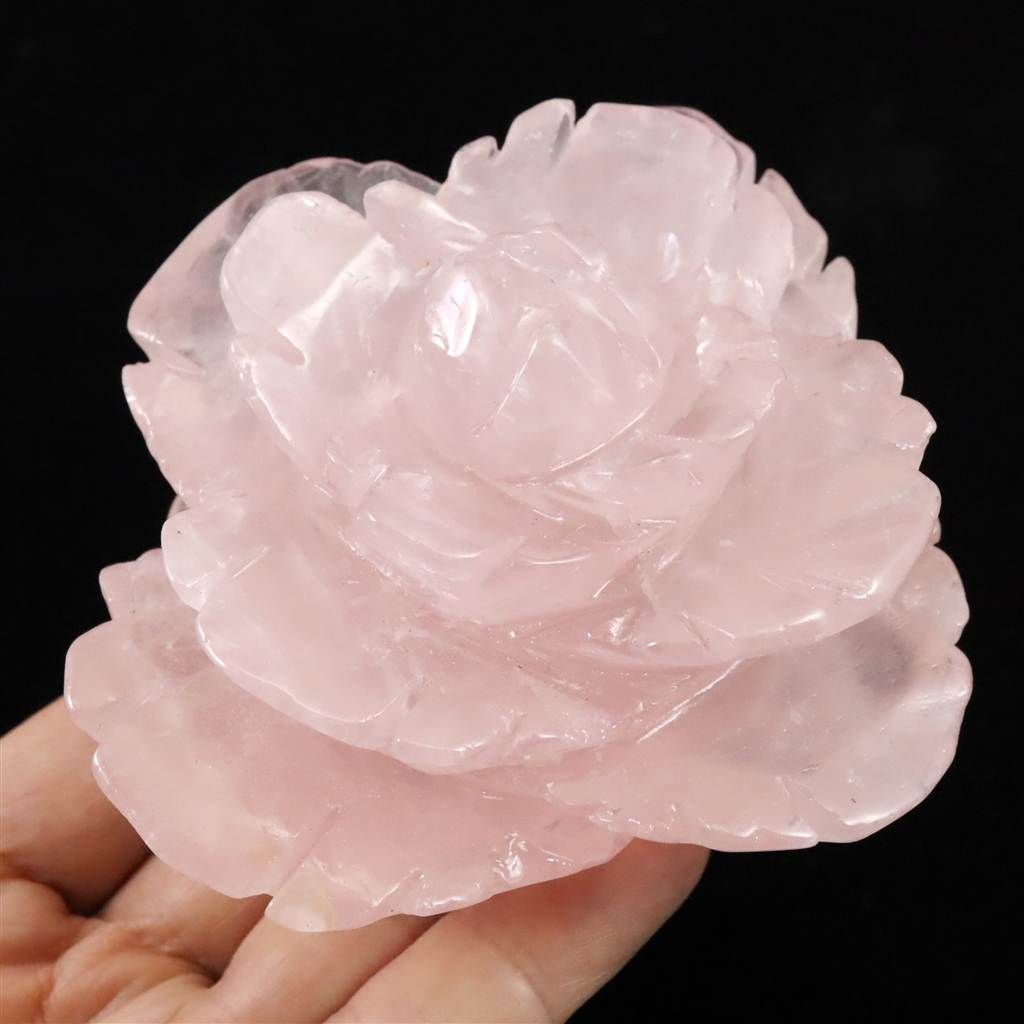 値下げ 高品質 ピンク濃い ローズクォーツ BIG 薔薇 手彫り バラ