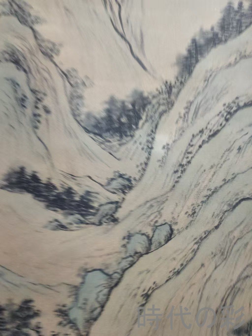 中国古美術.清時代.王原祁款.山水図.宣紙画.三尺手描き.肉筆.掛け軸