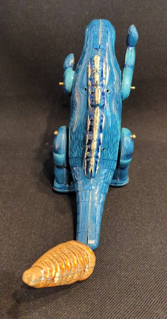ビリケン商会 ゼンマイ歩行ブリキ ゴジラ(幼虫モスラ付) ブルー 180mm