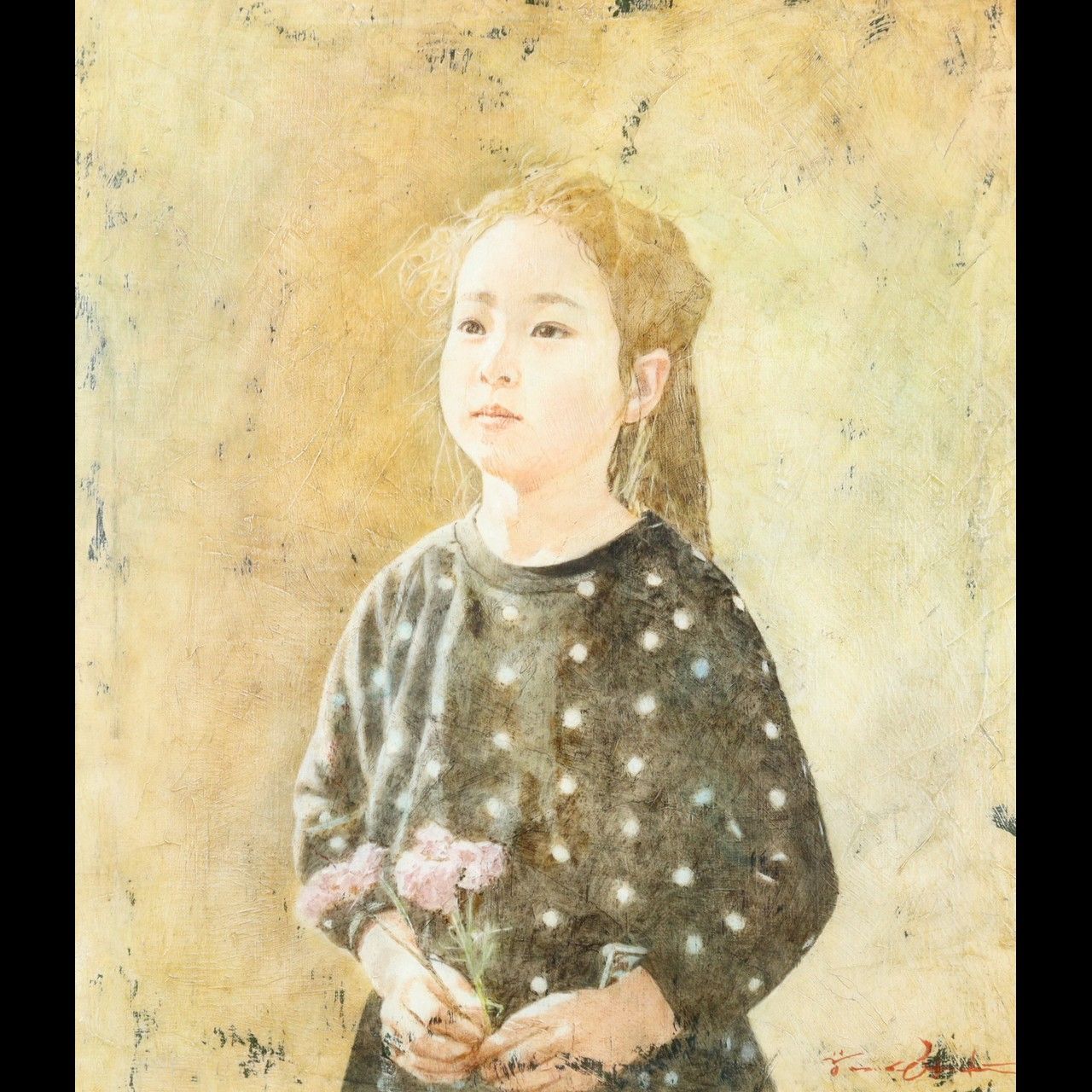 ▽ 大崎安夫 「山のかなたに」 肉筆油彩10号 1988年 タトウ箱 藤井勉