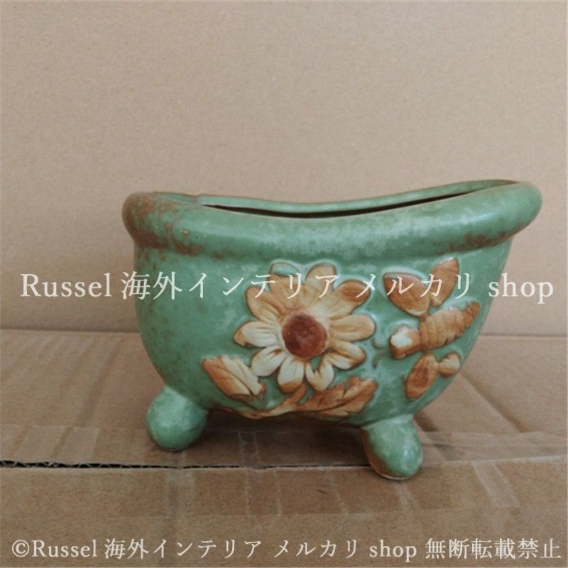 アヒル型陶器花瓶 購入 花柄エプロン 手書き ポルトガル製
