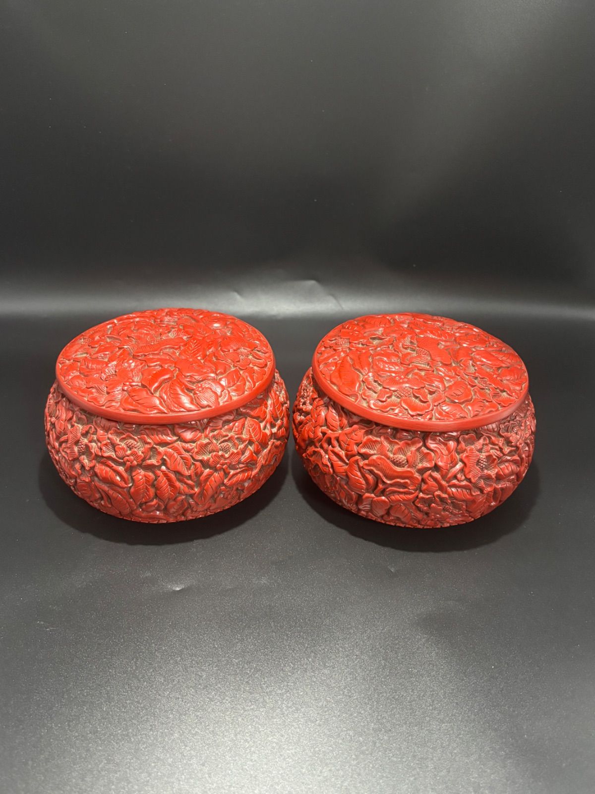 唐物 堆朱香合 時代物 アンティーク 朱漆 彫漆 唐物 堆朱香合 時代物