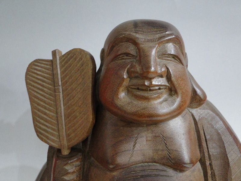 2025 _特！！ 木彫 布袋様座像 弥勒菩薩 飛騨高山彫刻 30cm 08/2_5