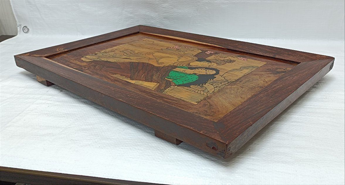 ヴィンテージ インド 1944年 木象嵌額装 はめ木細工絵画 - メルカリ