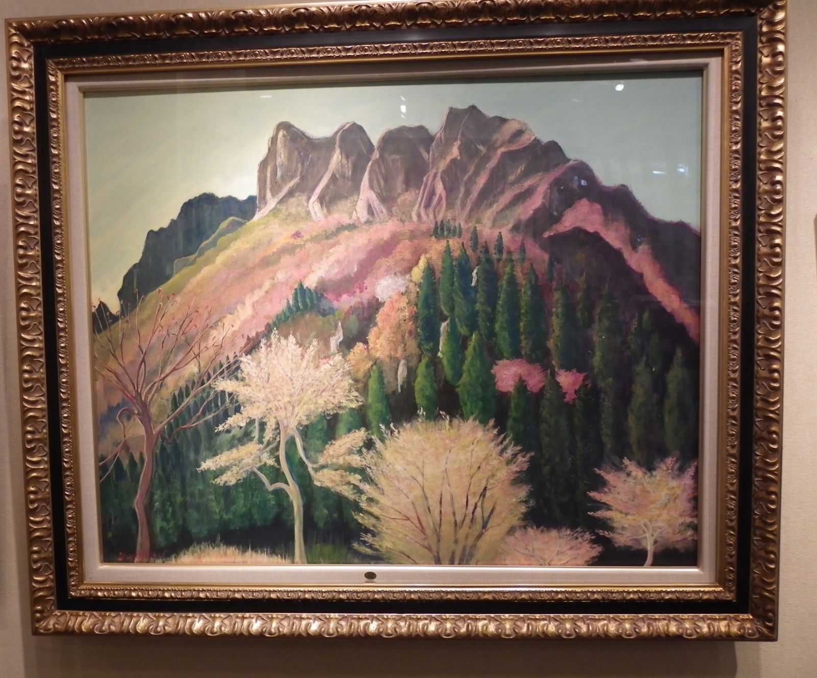 絵画 永田芳郎作 画題 晩秋の妙義山 F30号アクリルキャンバス画 絵画