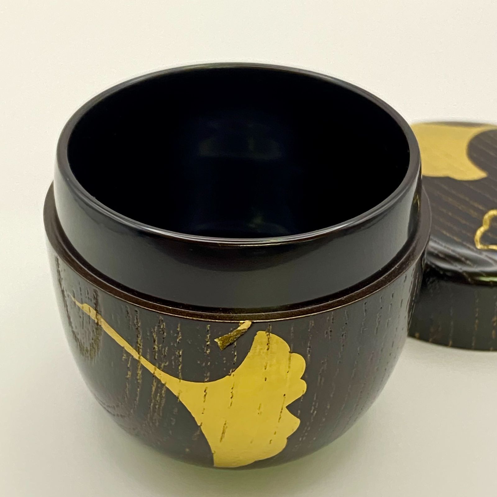 大棗 五葉棗 鵬雲斎好写 川上峰春 共箱入 茶道具 薄茶器 欅 銀杏彫 漆