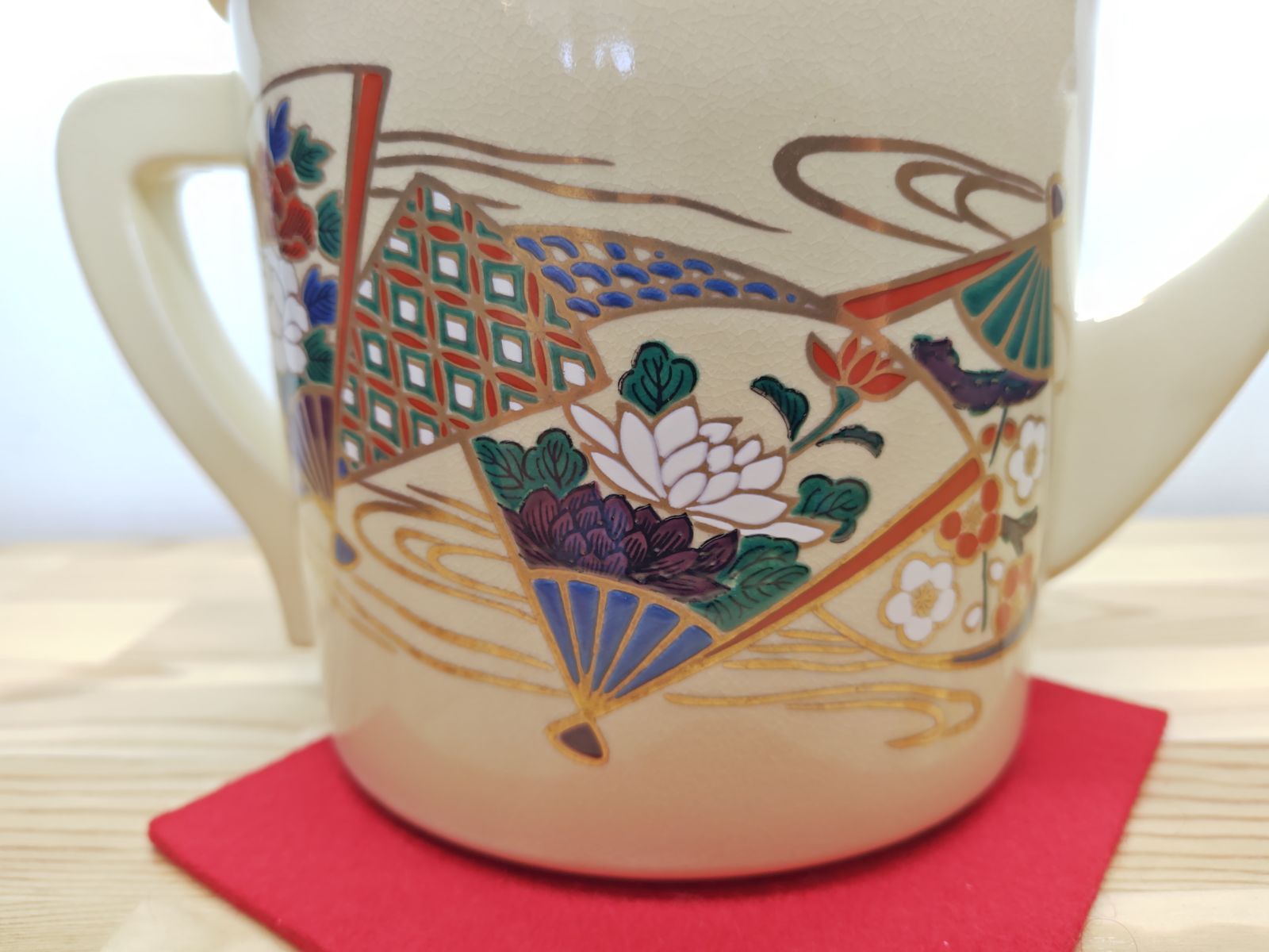 逢絢亭・新品】茶道具 水屋道具 片口水注 京焼 扇面流水 紙箱入り