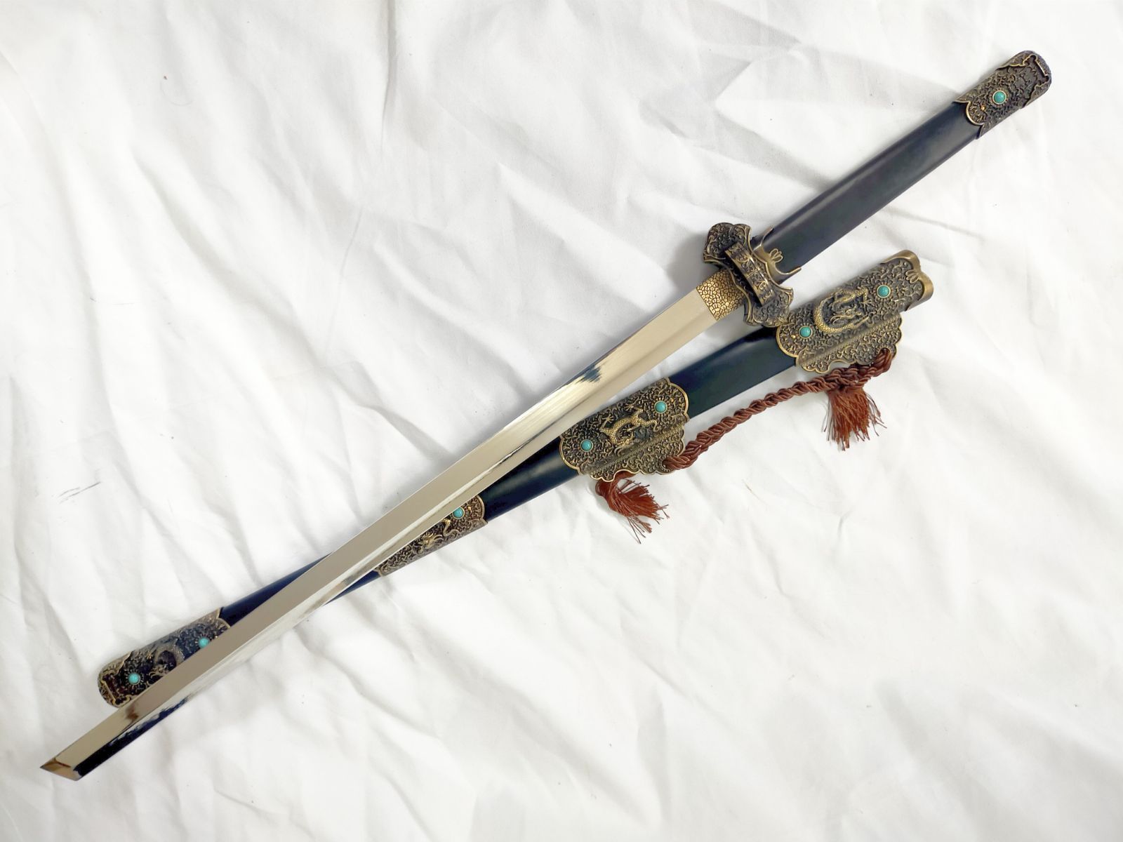 竜鳳唐横刀（烏木焼刃金） 古兵器 武具 刀装具 日本刀 模造刀 居合刀