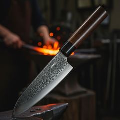 AUS10 ダマスカス 三徳包丁 180㎜ G1805 焼柄 月光作 - メルカリ