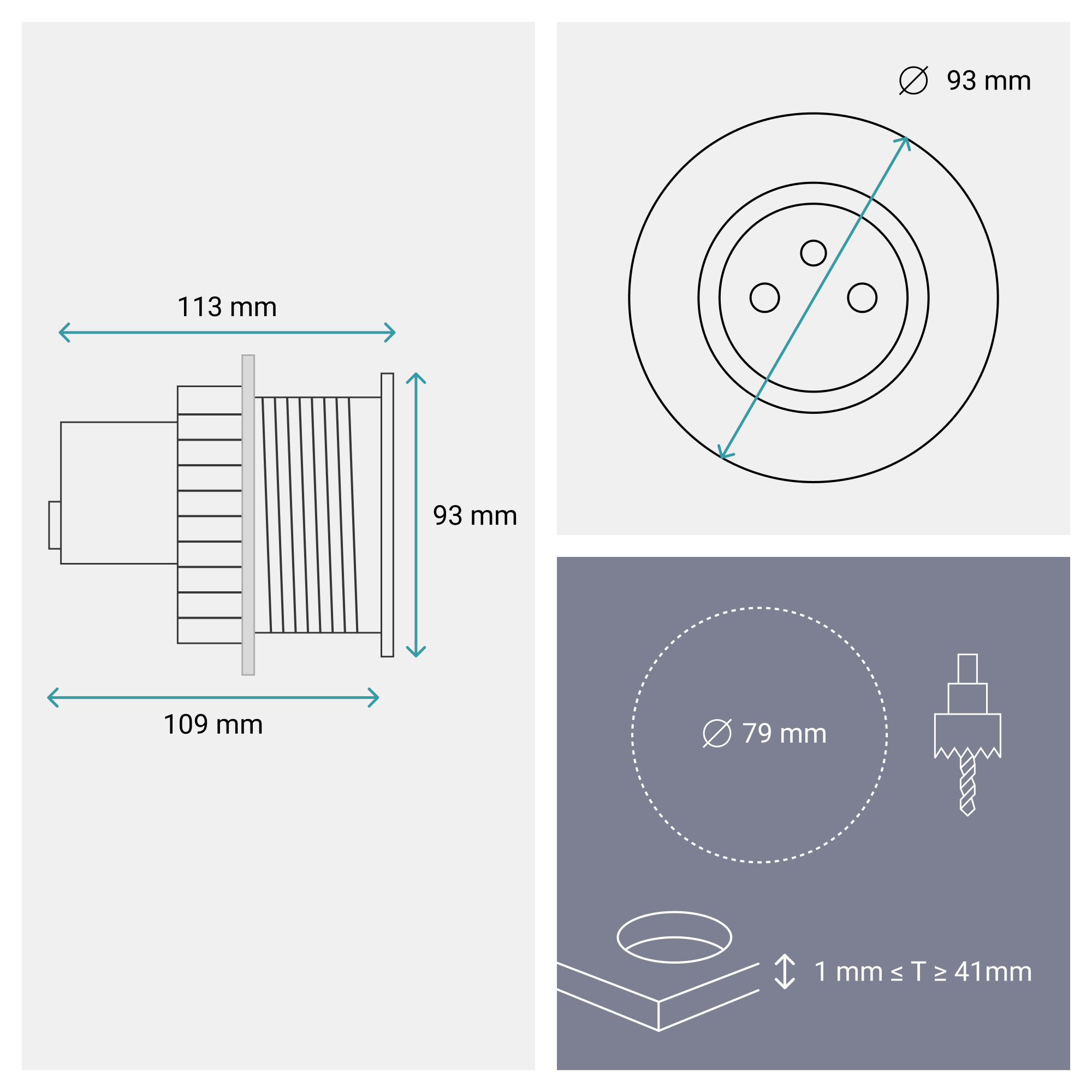 654704F Incara Disq 80 prise 2P+T Surface , chargeur USB Type-A+C