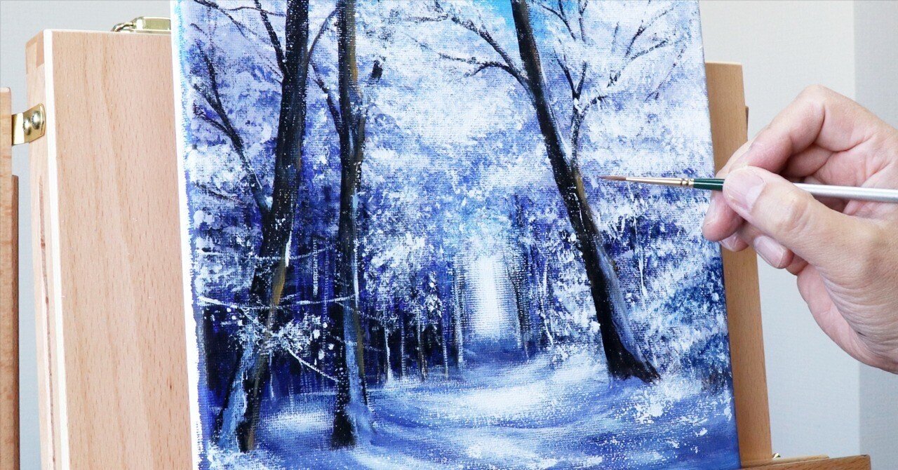 アクリル絵の具で「雪の小径の風景」を描いてみた｜junya_art