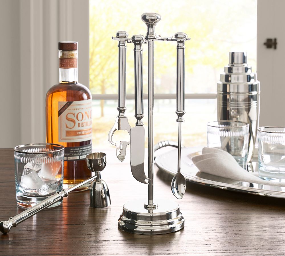 Heritage Silver 4-Piece Bar Tool Set | Pottery Barn
