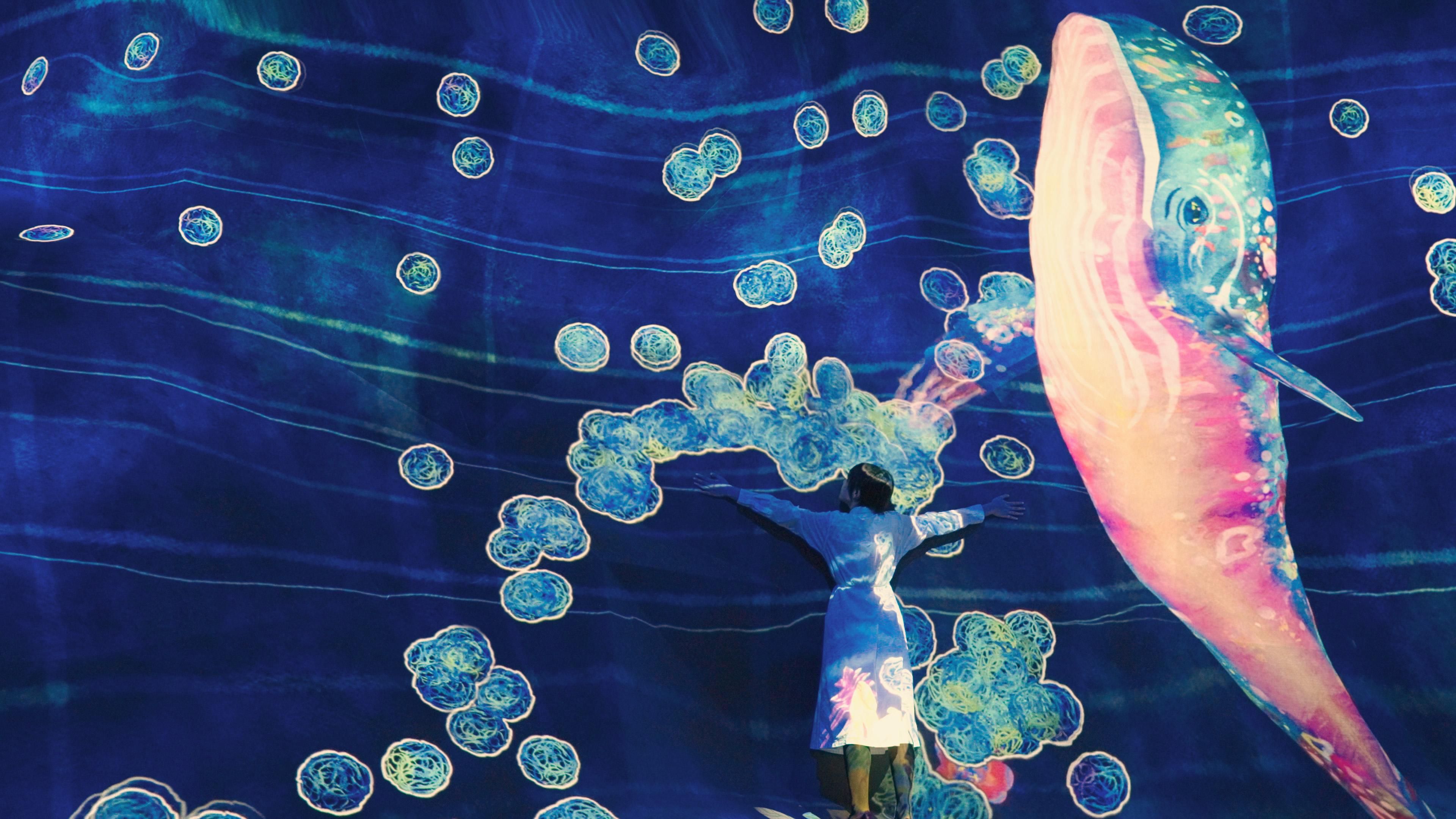 スケッチつぶつぶの滝 / Sketch Waterfall Droplets | teamLab
