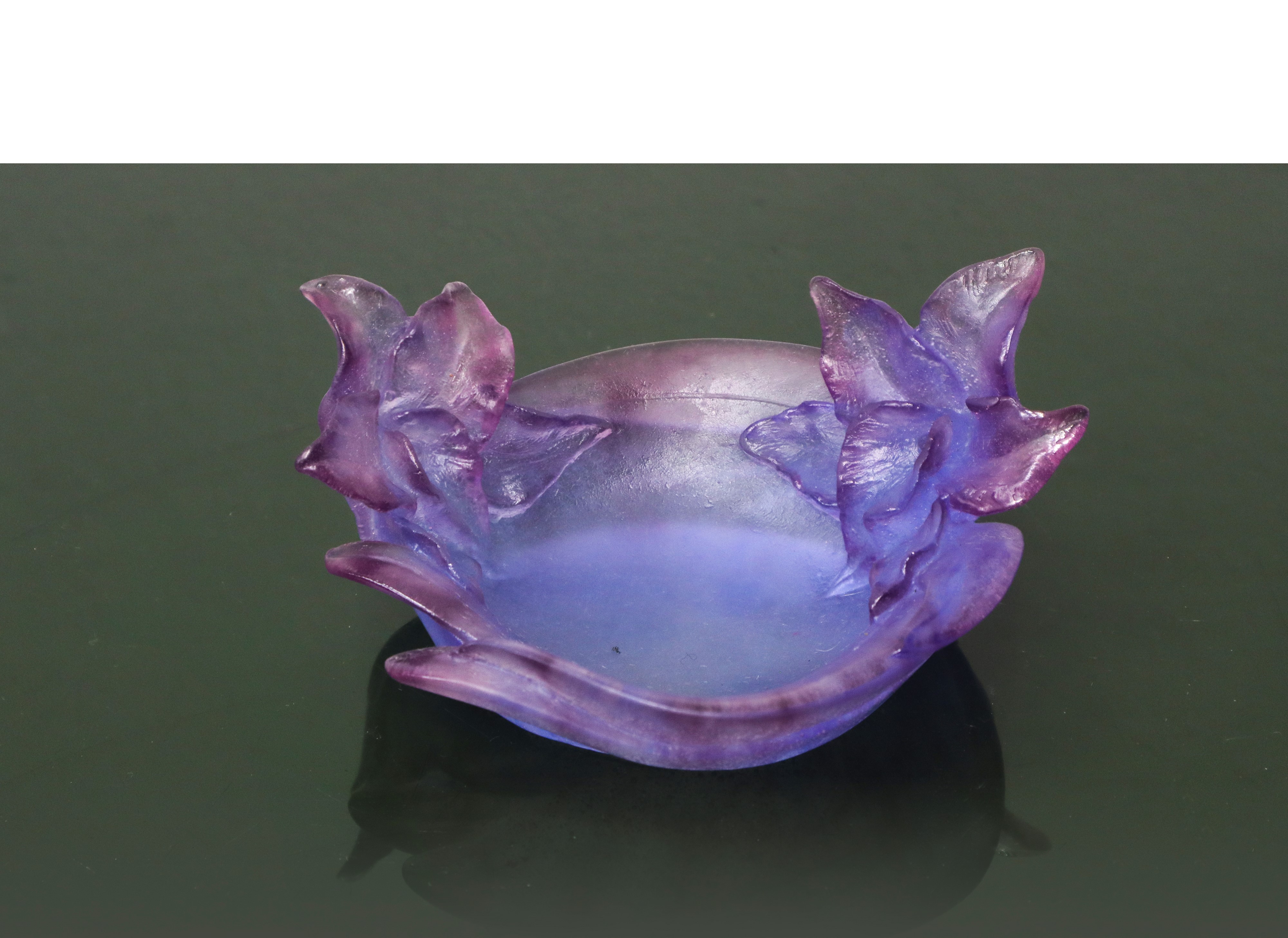 Daum France : Daum crystal vase and small plate, Orchidea model