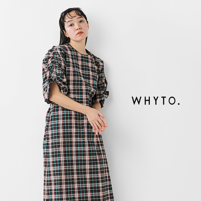 whyto ホワイト ギャザースリーブ ドレス “gather sleeve dress