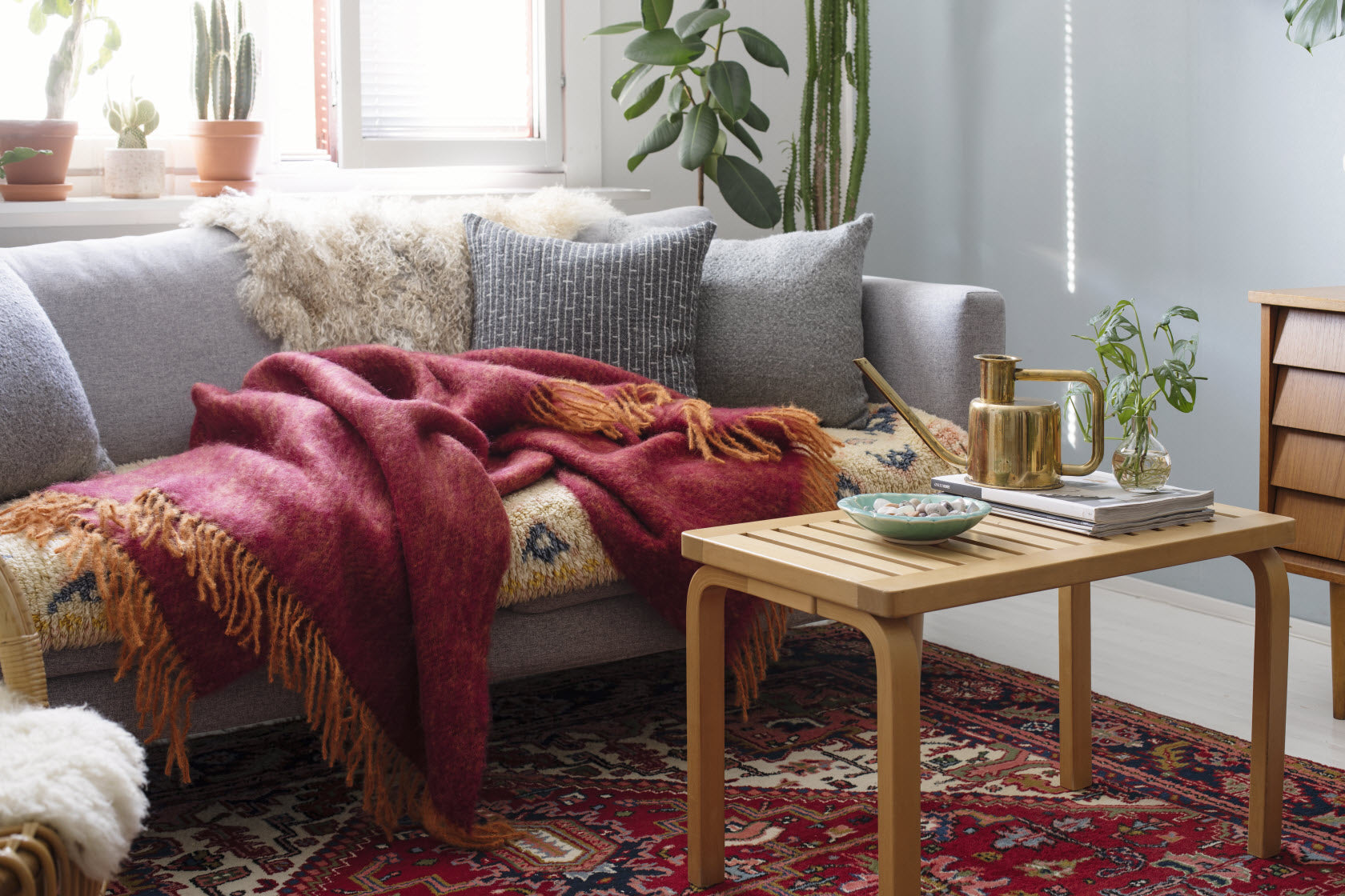 LAPUAN - REVONTULI MOHAIR BLANKET. RUST+BURGUNDY – Art. 27