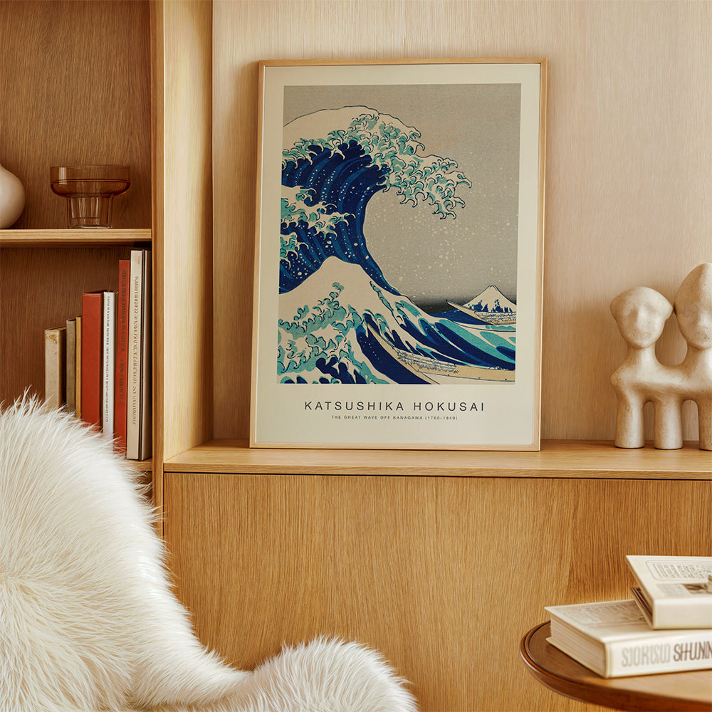 Japanese wave illustration in blue | Wall art, framed prints and