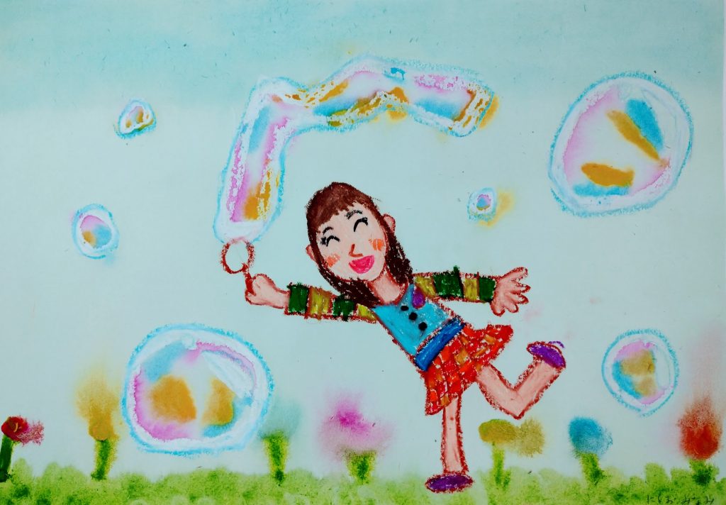 園小混合クラス4月1回目・にじみで描く