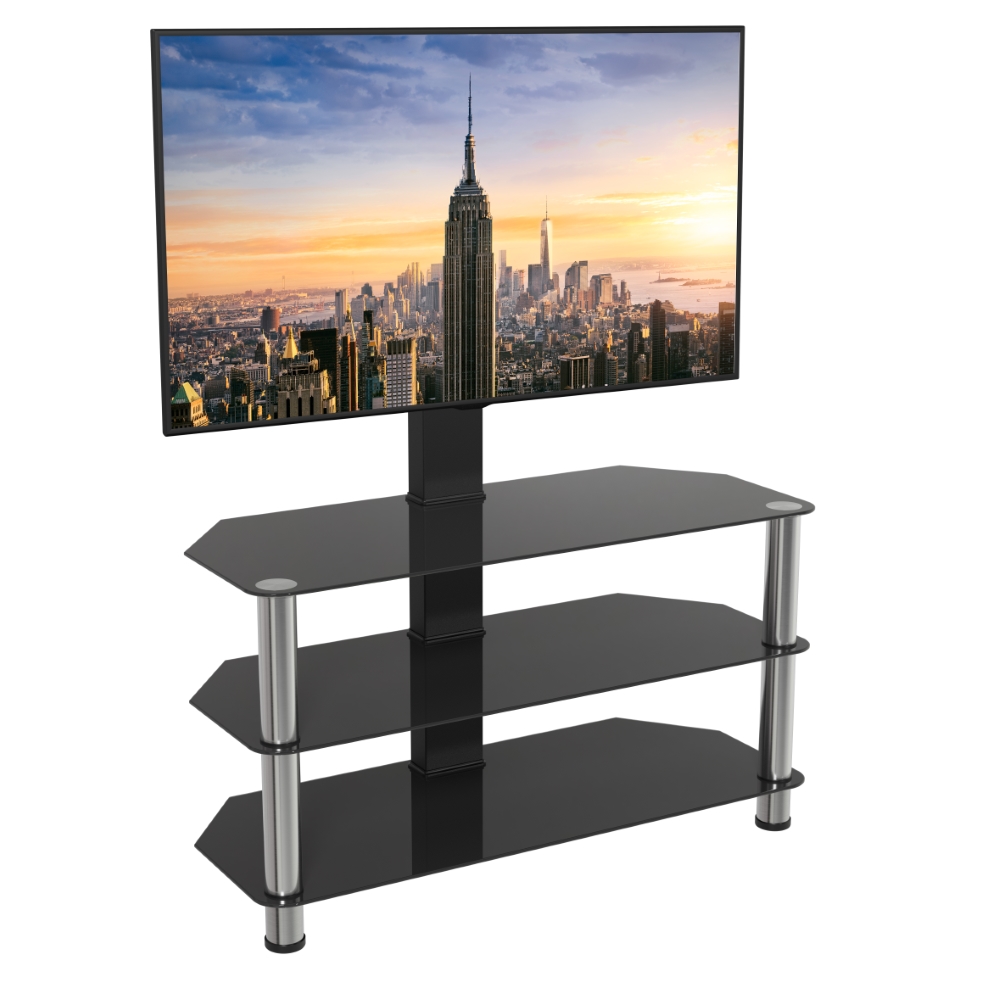 SDCL900-A: Classic 35.4in Glass Corner TV Stand with Mount (Black