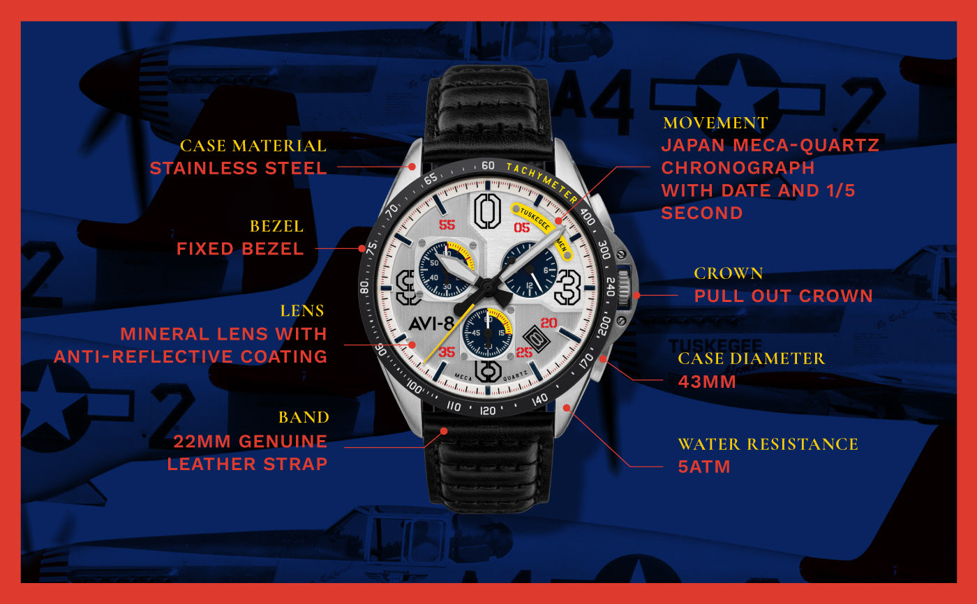 P-51 MUSTANG TUSKEGEE AIRMEN CHRONOGRAPH – AVI-8 Timepieces
