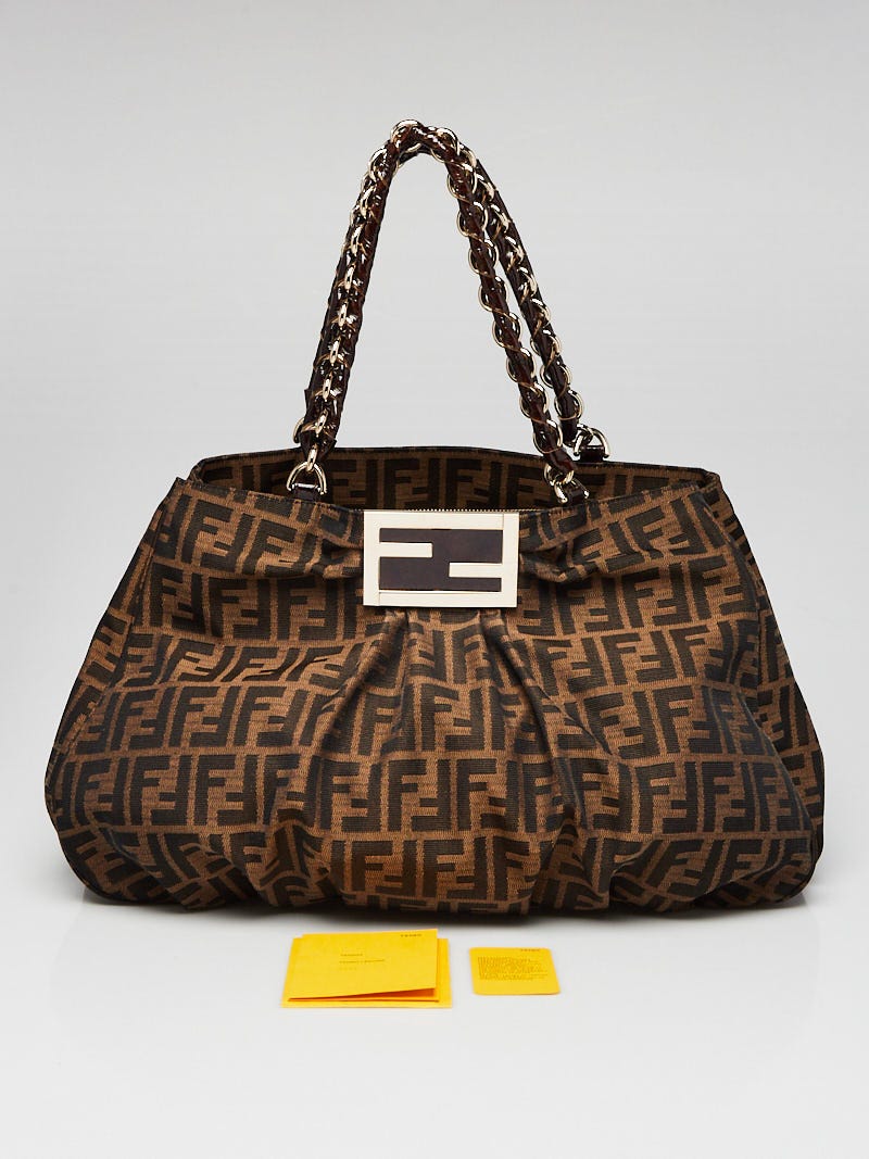 Fendi Tobacco Zucca Print Canvas Large Mia Shoulder Bag 8BR616