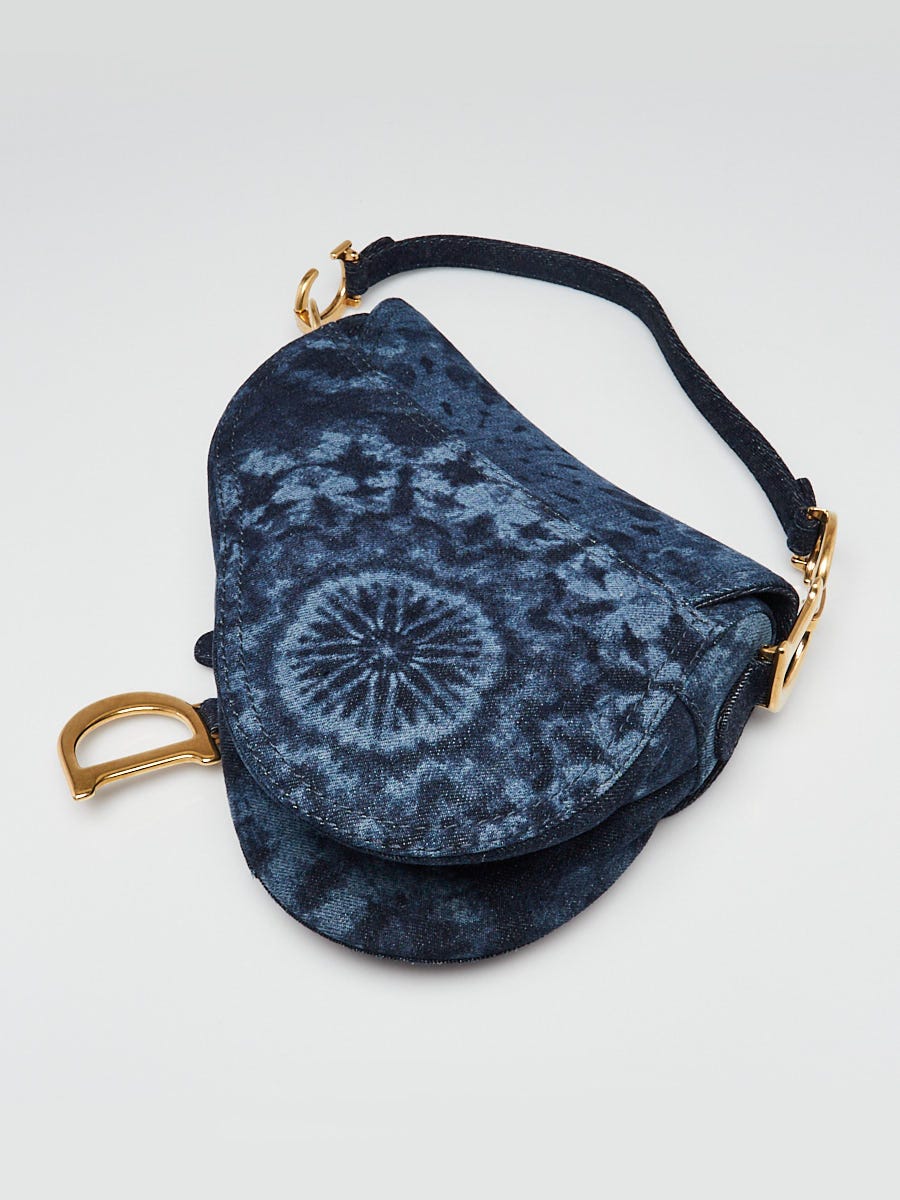 Christian Dior Blue Kaleidoscopic Tie Dye Denim Saddle Bag