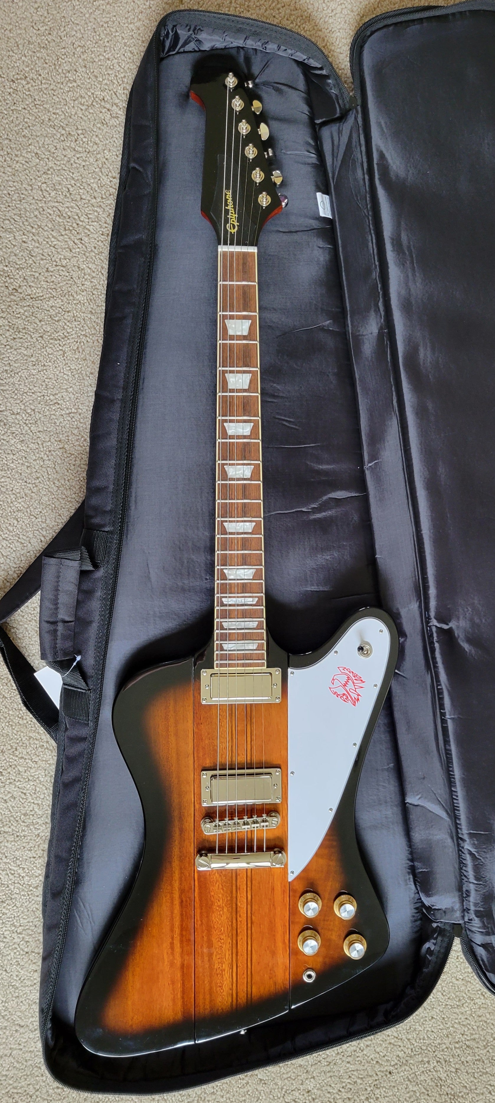 Epiphone Firebird Electric Guitar, Vintage Sunburst Finish, New