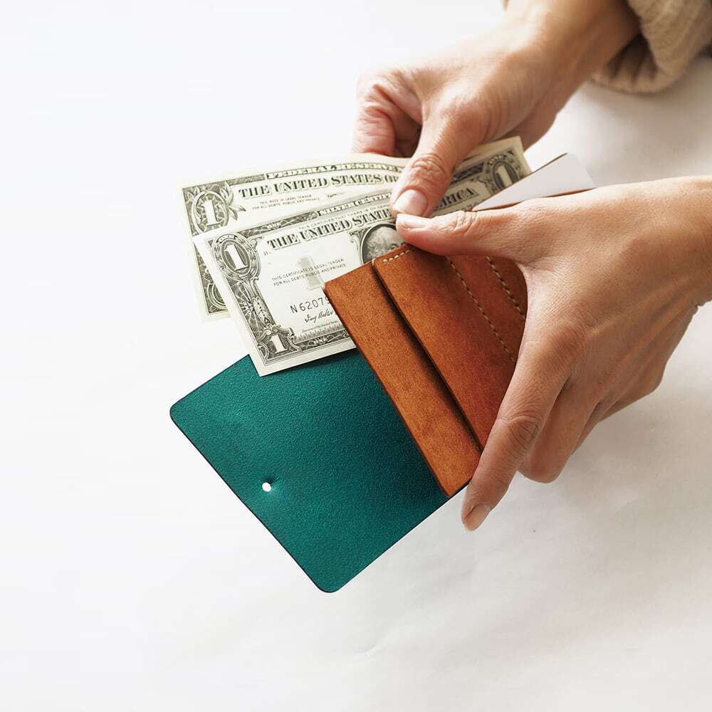 お札を折らない ミニ財布【ターコイズ】（受注生産） | セミオーダー