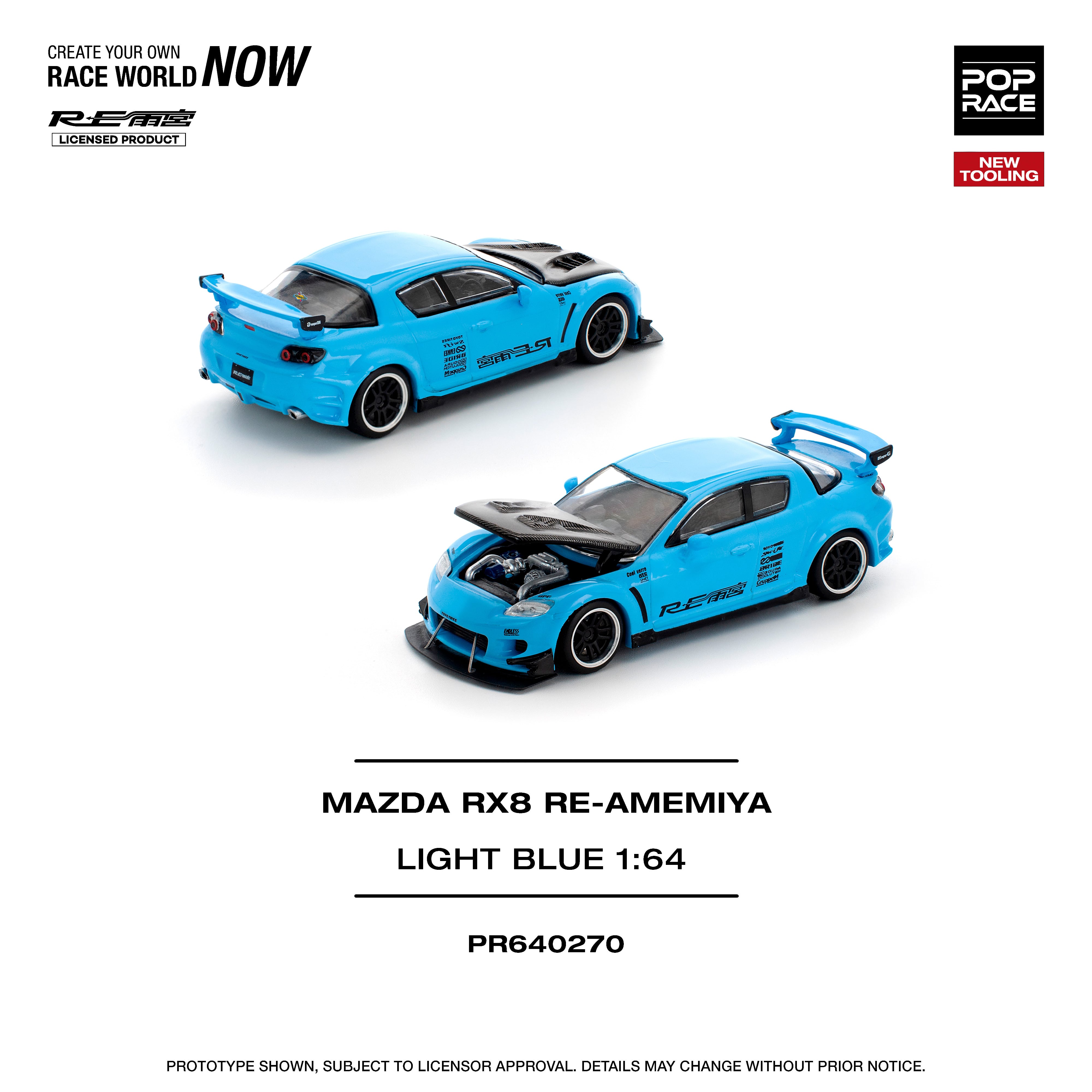 POP RACE 1/64 マツダ RX-8 RE雨宮 ライトブルー | ANKGLID Power
