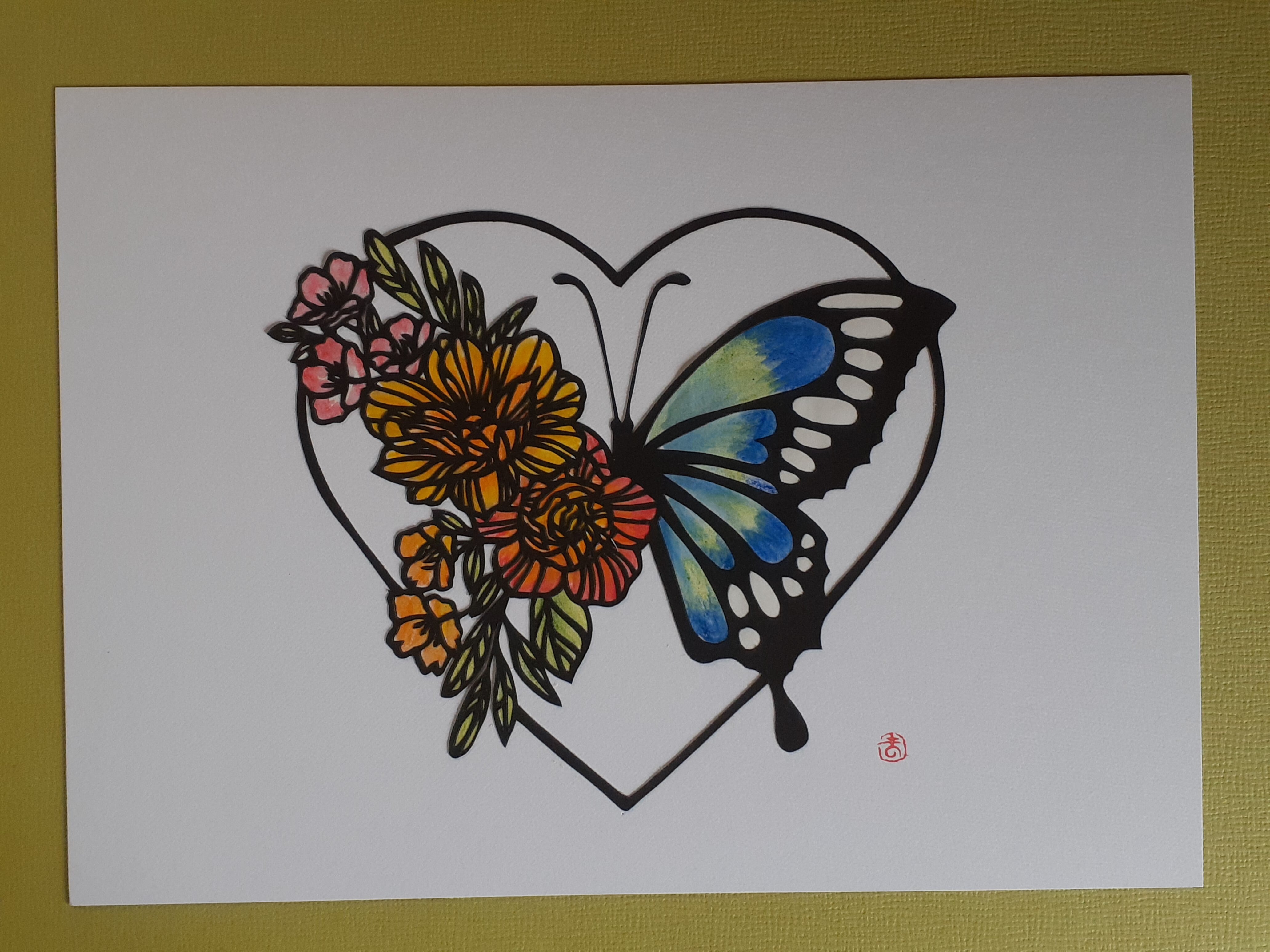 OKAY バタフライハート 絵画 ハート 蝶々