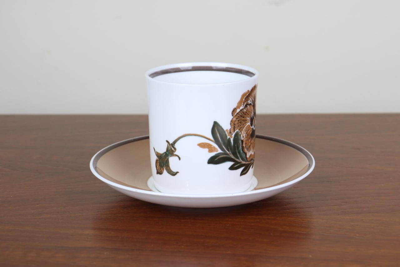 スージークーパー レヴェリー デュオ カップ＆ソーサー 茶色 花柄
