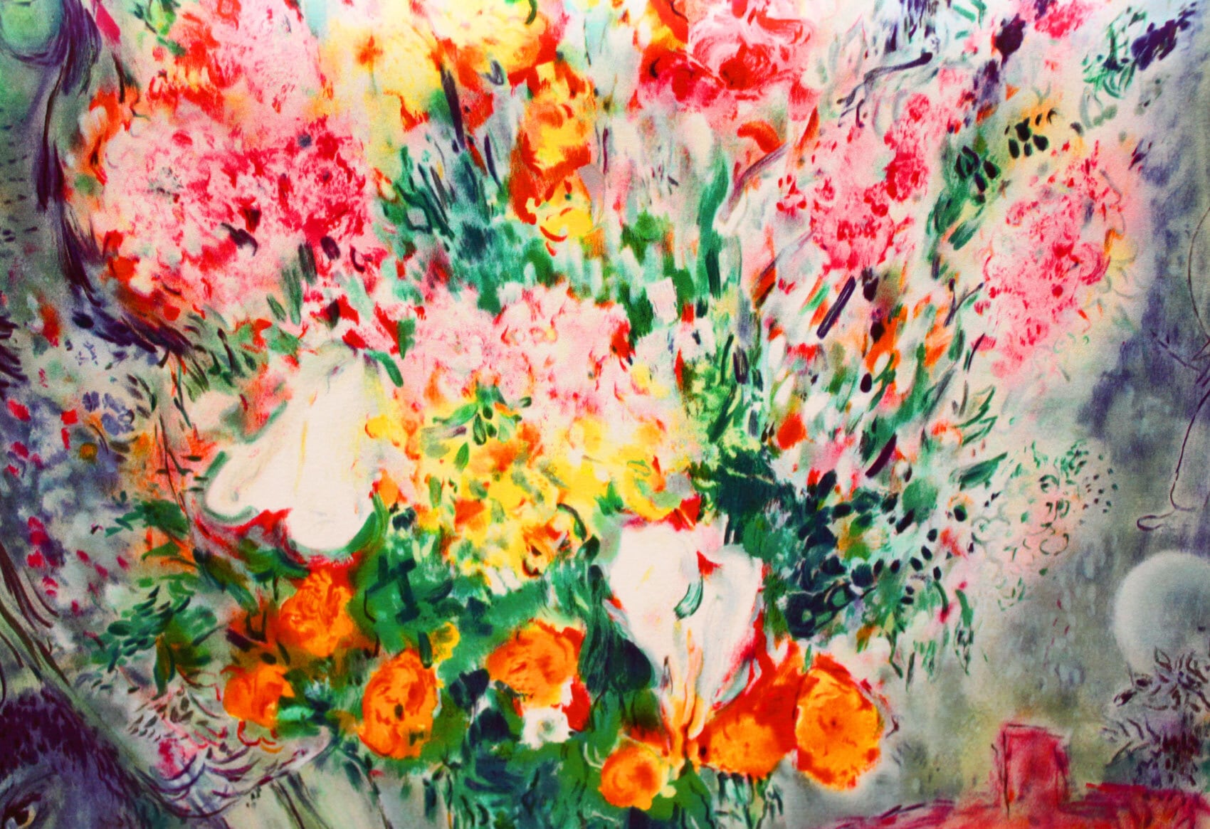 マルク シャガール絵画「花束」額縁4色選択可能 作品証明書 展示用