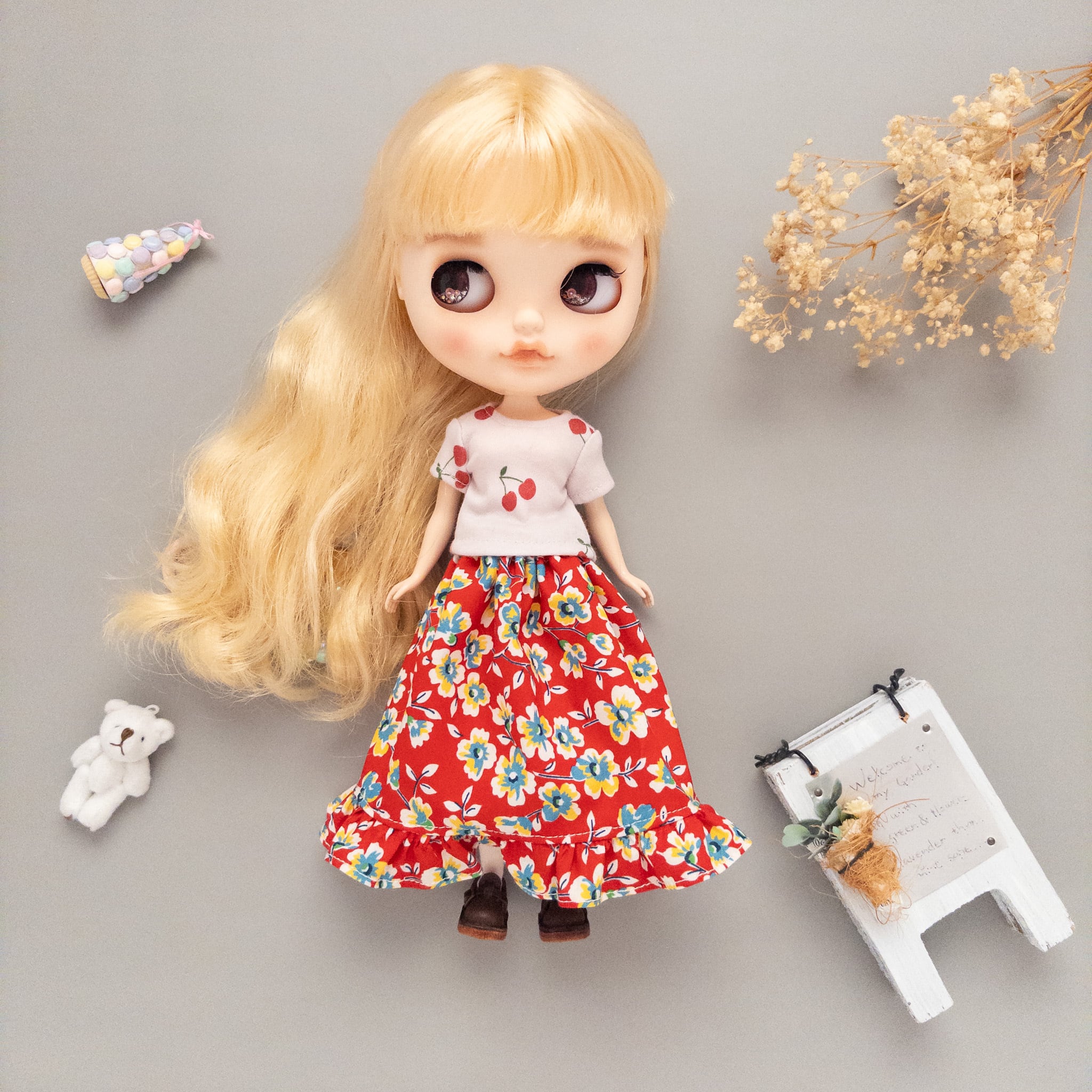 2点セット】トレーナースカートセット服（さくらんぼ赤）リカちゃん