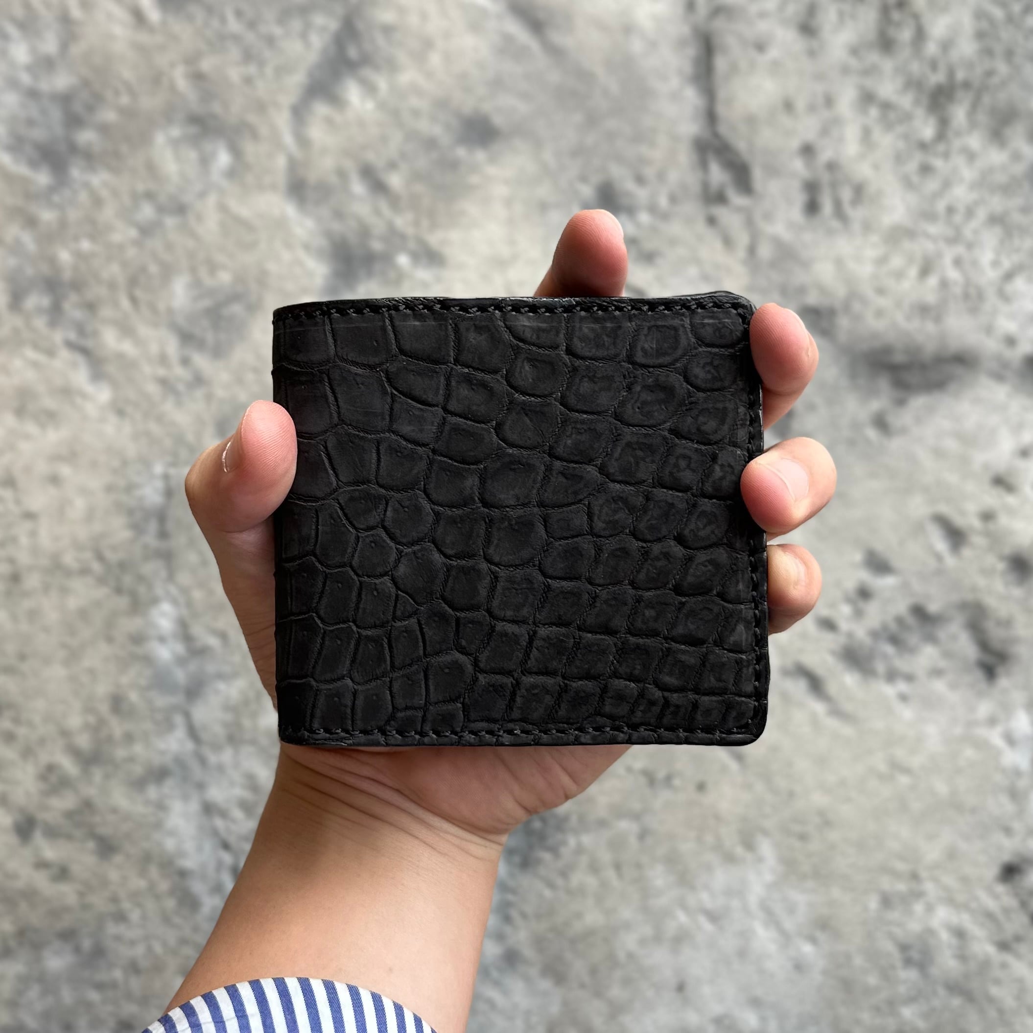 直営店限定商品】ビルフォールド サンタフェ ヌバック クロコダイル