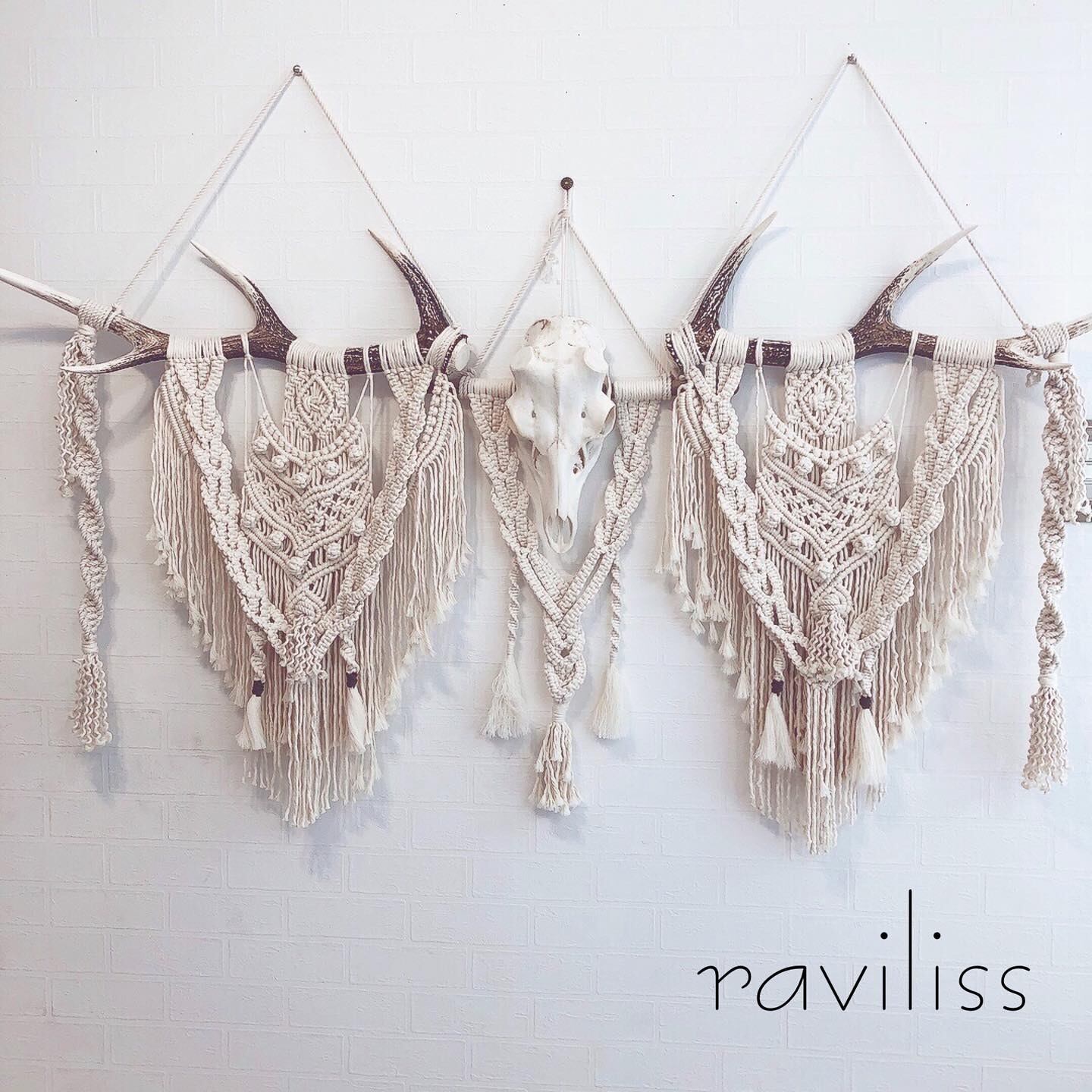 鹿の角 オブジェ マクラメタペストリー | RAVILISS