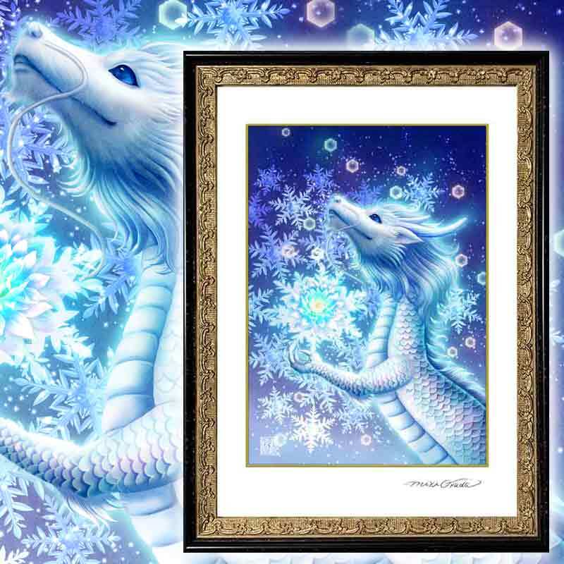 龍神画・雪龍】SSサイズ│うつくしい龍イラスト│龍の絵スピリチュアル