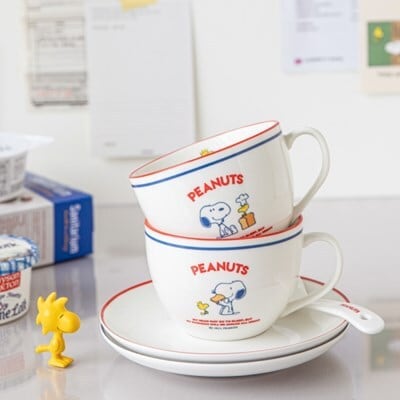 韓国限定1+1】peanuts snoopy cup saucer spoon 2P set / スヌーピー