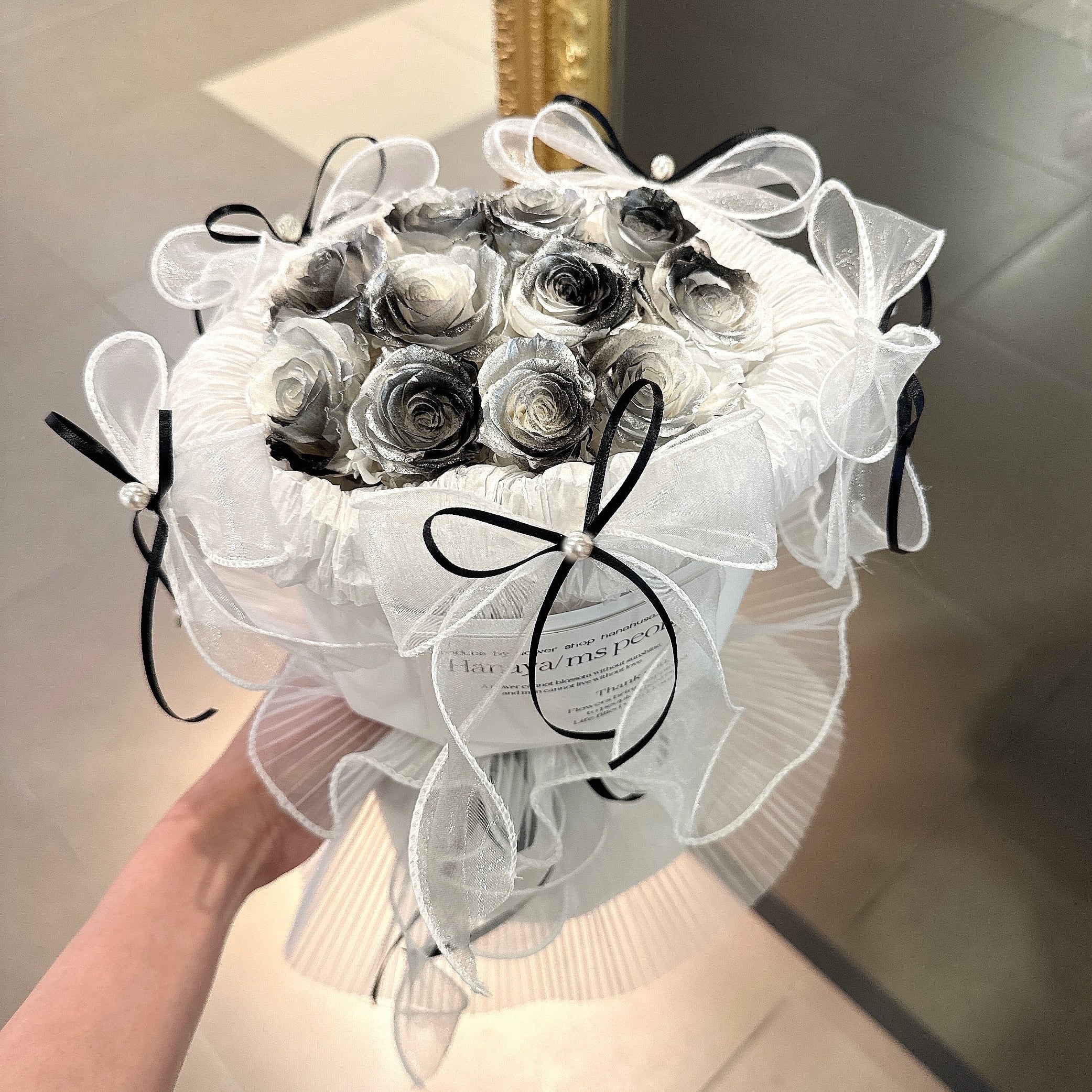 preserved more ribon wanghong bouquet. | Ms Peony