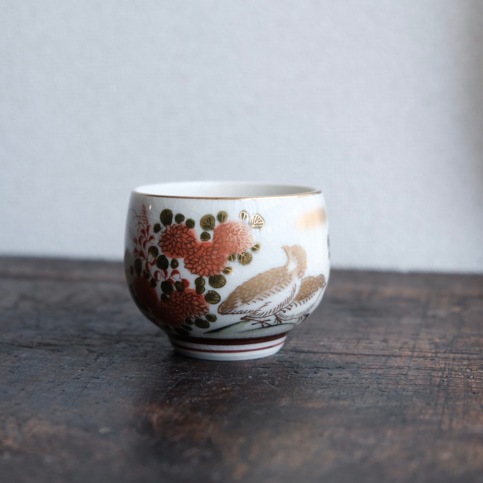 九谷焼 年代物 金彩うずら 煎茶茶器 明治〜大正 レトロ 九谷焼 年代物