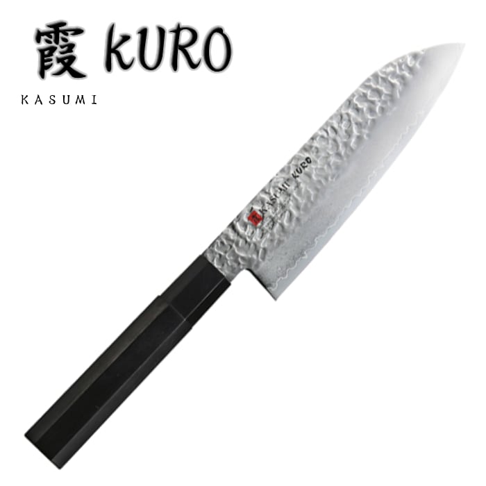 霞 KURO 三徳包丁 170mm モリブデンバナジウム鋼 黒八角積層強化木