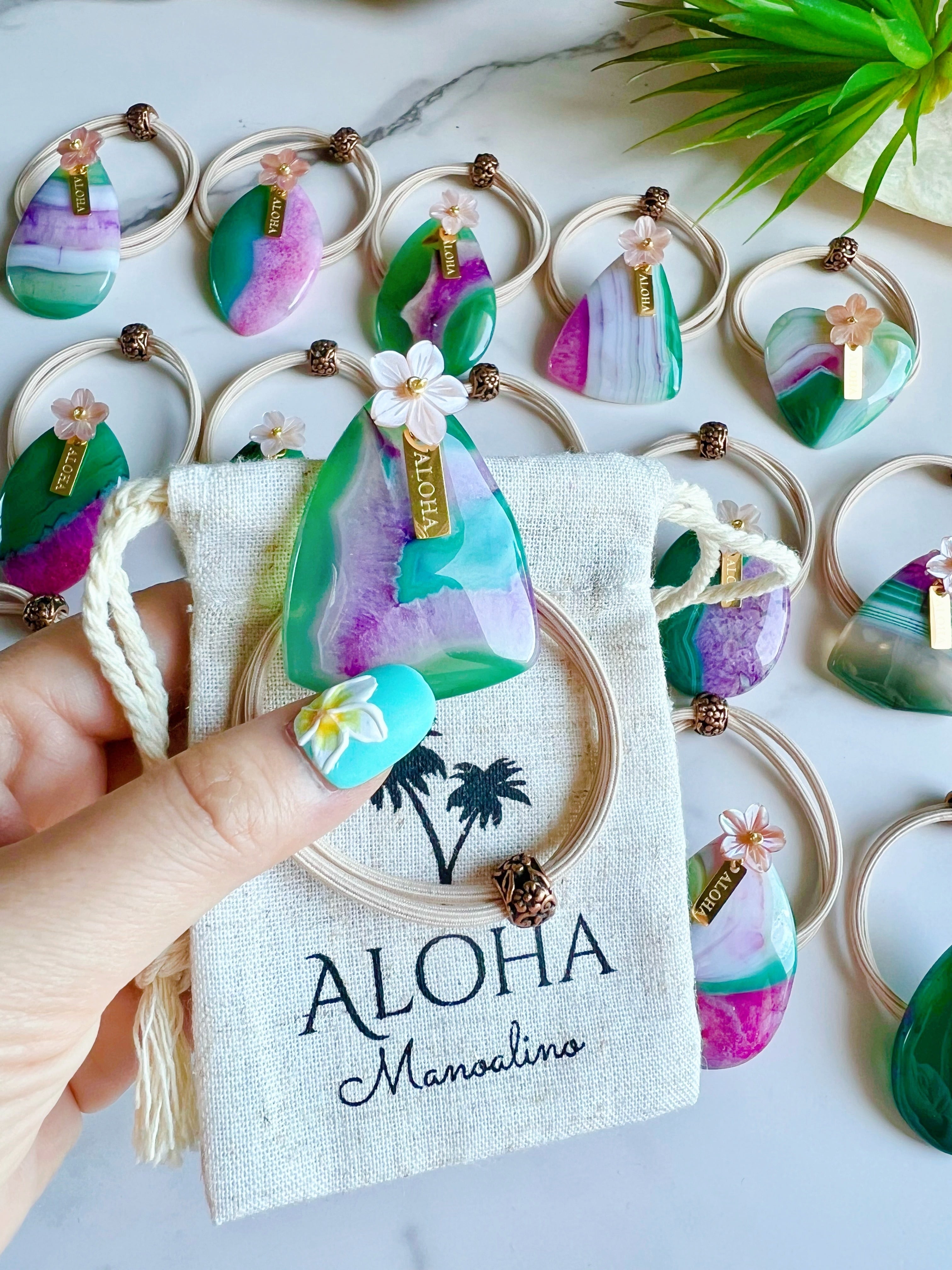 本革 ヘアゴム ✯ ALOHA グラデーション 本革 染色 ヘアゴム ✯ ALOHA