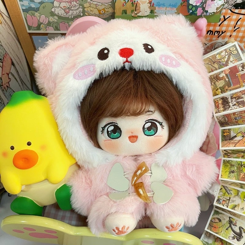 20cmぬいぐるみ用 着せ替え服 ぬい服 コスチューム 猫耳もこもこコート