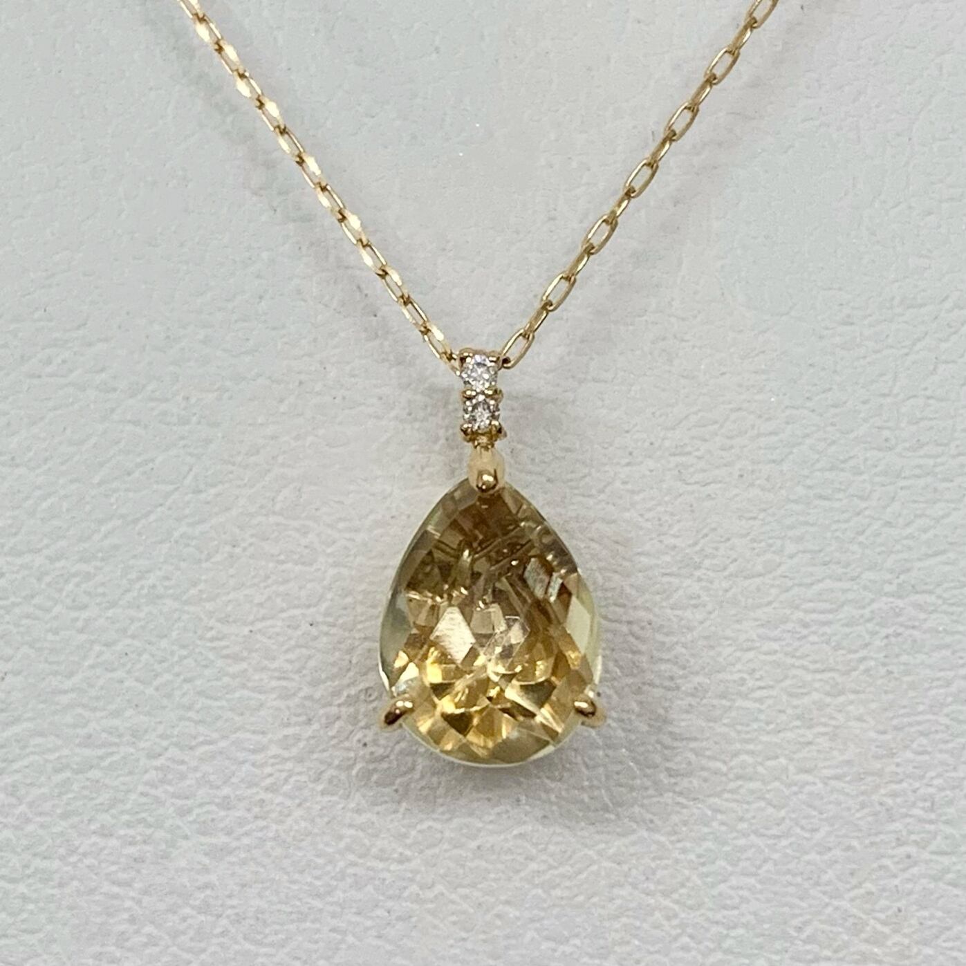 K18 レモンクォーツ ダイヤモンド ムービング ネックレス 1.07ct