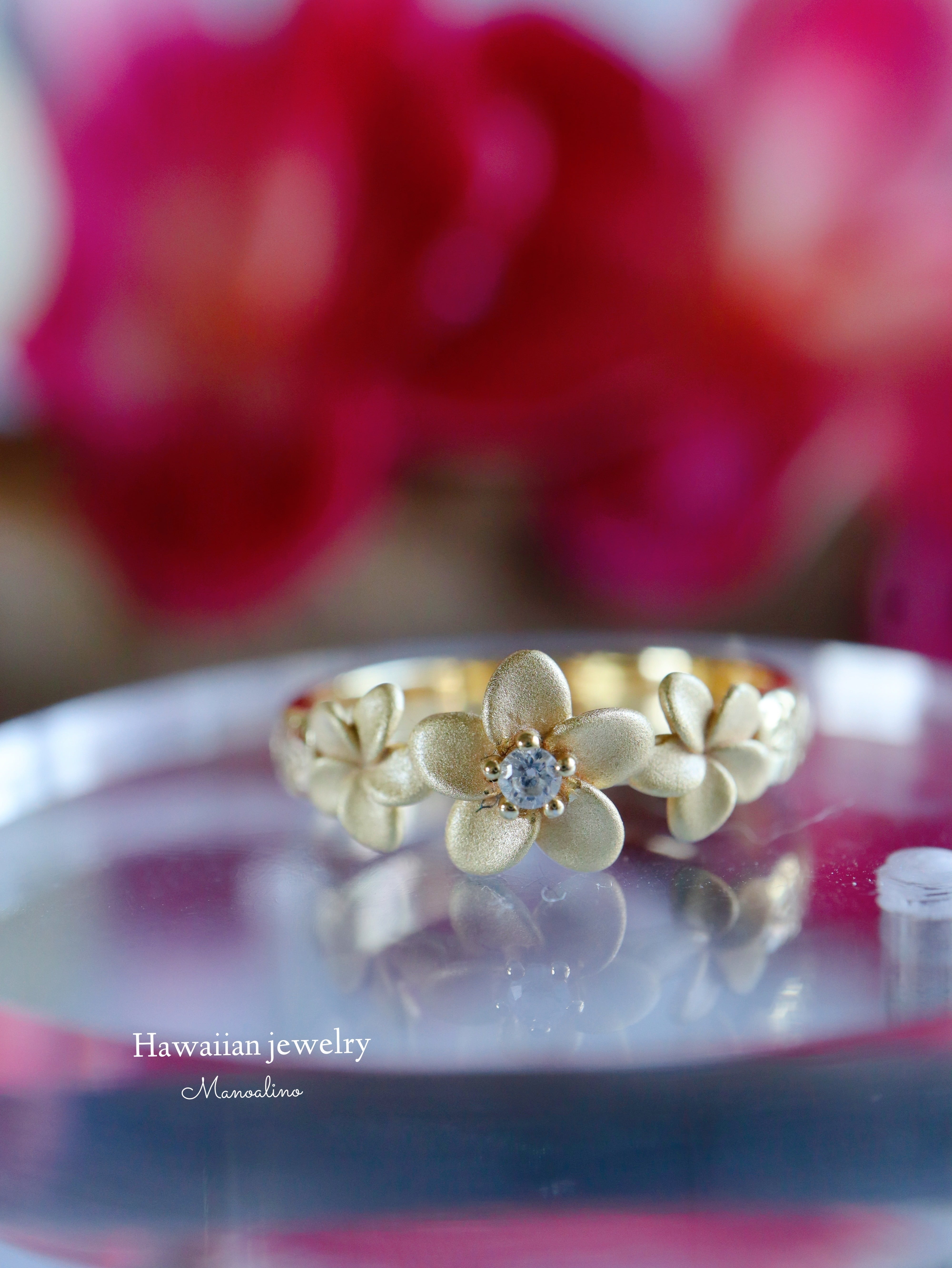 Plumeria×zirconia ring Hawaiian jewelry(プルメリア×ジルコニア