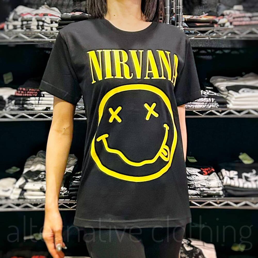 NIRVANA ニルヴァーナ スマイル 黒 ブラック ロックTシャツ バンドT