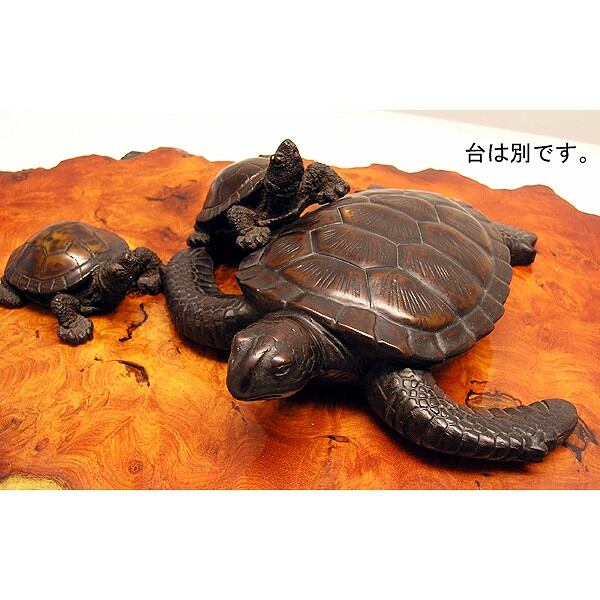 黒檀・親子亀・彫り物・No.130308-02・梱包サイズ60 | リサイクル