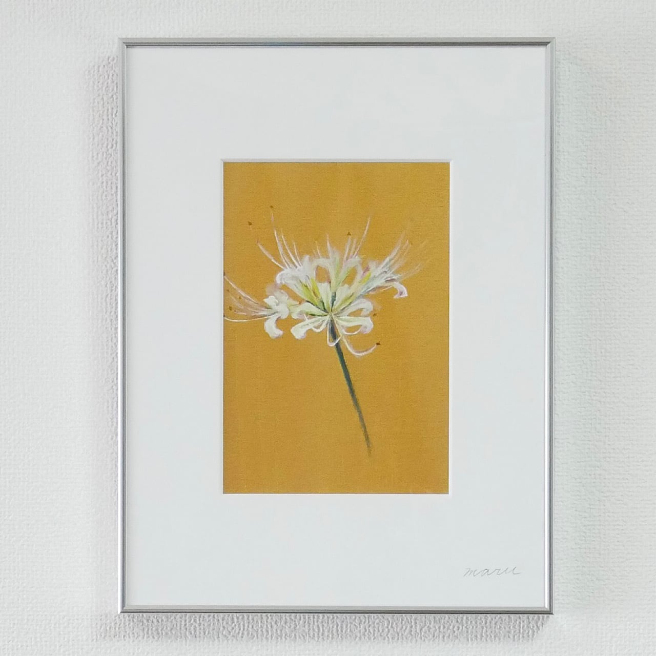 超美品！最高級プラチナ箔の青蓮華の花 絵画 アクリル画 仏教